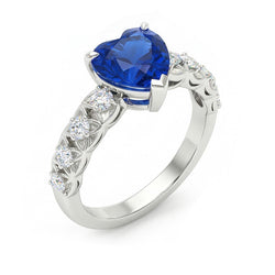 Natural Sapphire Ring 2.50ct - White Gold 14K