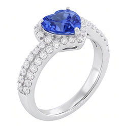 Natural Real ( Not Lab Grown )  Heart Halo Light Blue Sapphire Ring 4.50 Carats Double Shank Jewelry
