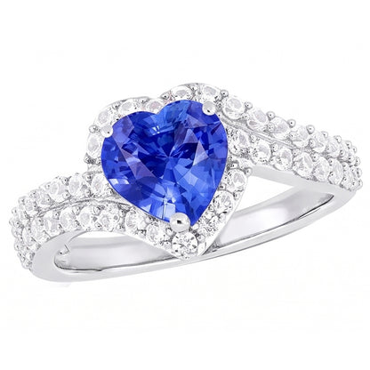 Natural Real ( Not Lab Grown )  Heart Halo Light Blue Sapphire Ring 4.50 Carats Double Shank Jewelry