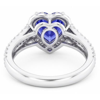 Natural Real ( Not Lab Grown )  Heart Halo Light Blue Sapphire Ring 4.50 Carats Double Shank Jewelry
