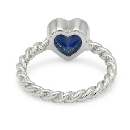 Natural Real ( Not Lab Grown )  Heart Solitaire Blue Sapphire Ring Bezel Set 1.50 Carats Rope Style