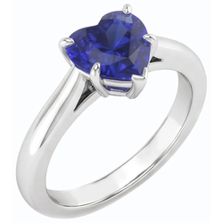 Natural Real ( Not Lab Grown )  Heart Solitaire Ceylon Sapphire Ring Prong Set 1 Carat