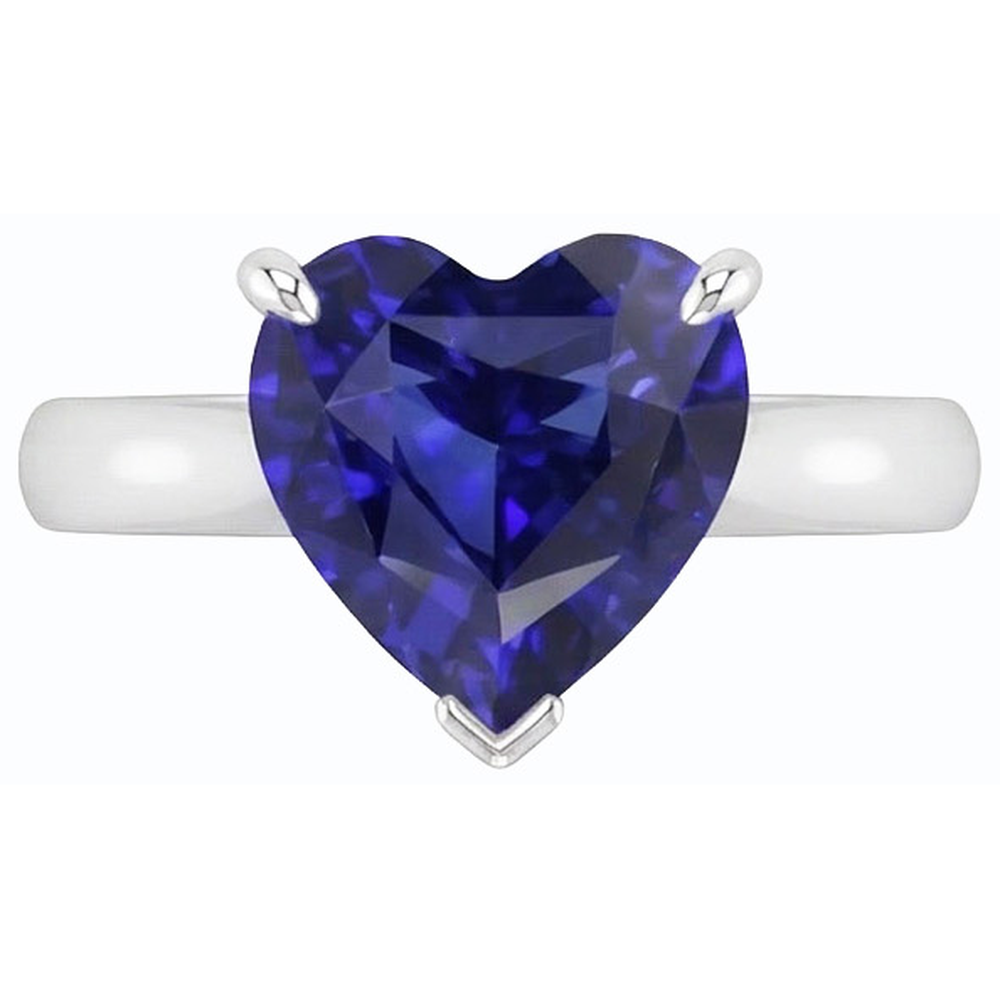 Natural Real ( Not Lab Grown )  Heart Solitaire Ceylon Sapphire Ring Prong Set 1 Carat