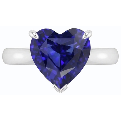 Natural Real ( Not Lab Grown )  Heart Solitaire Ceylon Sapphire Ring Prong Set 1 Carat