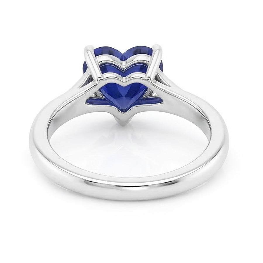 Natural Real ( Not Lab Grown )  Heart Solitaire Gold Sapphire Ring Split Shank 2.50 Carats