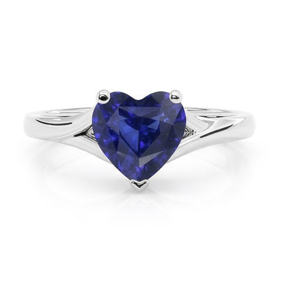 Natural Real ( Not Lab Grown )  Heart Solitaire Gold Sapphire Ring Split Shank 2.50 Carats
