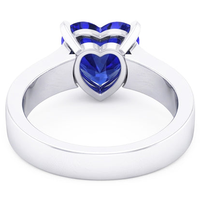 Natural Real ( Not Lab Grown )  Heart Solitaire Ring Ceylon Blue Sapphire 3 Carats Women's Jewelry
