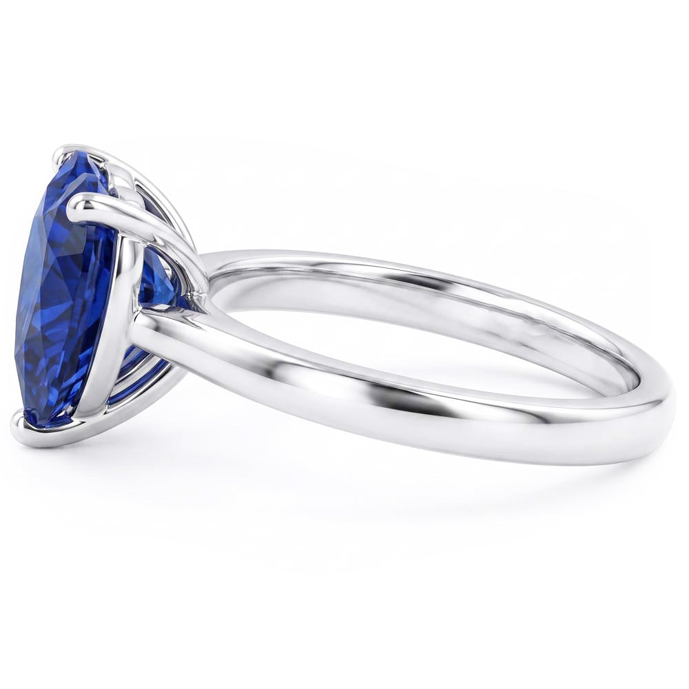 Natural Real ( Not Lab Grown )  Heart Solitaire Sri Lankan Sapphire Ring 2.50 Carats White Gold 14K