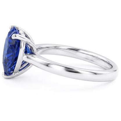 Natural Real ( Not Lab Grown )  Heart Solitaire Sri Lankan Sapphire Ring 2.50 Carats White Gold 14K