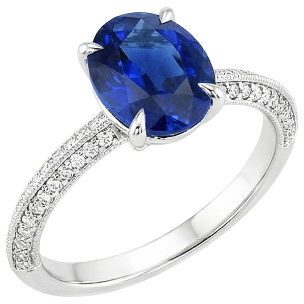 natural round sapphire 5.50ct ring side angle