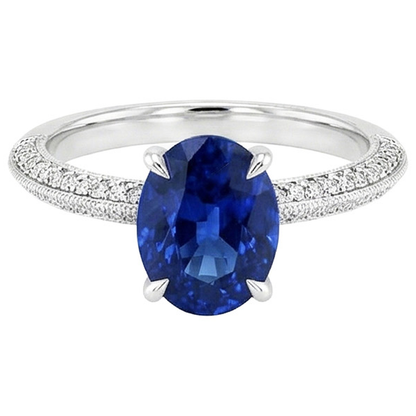 natural round sapphire 5.50ct ring close up detail