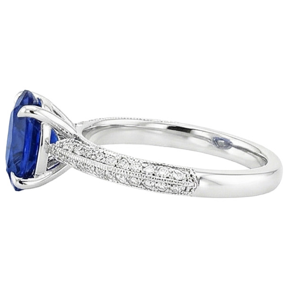 natural round sapphire 5.50ct ring top view