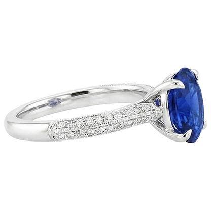 natural round sapphire 5.50ct ring profile view