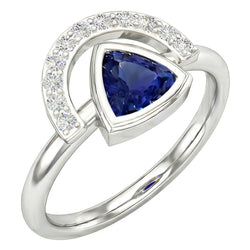 Natural Real ( Not Lab Grown )  Ladies Gemstone Jewelry Trillion Bezel Set Blue Sapphire Ring 2 Carats