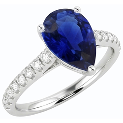 Natural Real ( Not Lab Grown )  Ladies Gemstone Solitaire Ceylon Sapphire Ring With Accents 4 Carats