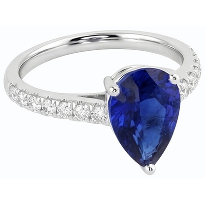 Natural Real ( Not Lab Grown )  Ladies Gemstone Solitaire Ceylon Sapphire Ring With Accents 4 Carats