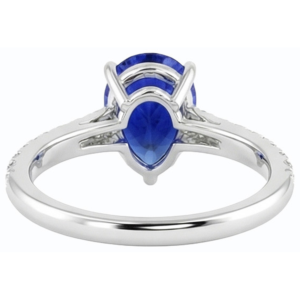 Natural Real ( Not Lab Grown )  Ladies Gemstone Solitaire Ceylon Sapphire Ring With Accents 4 Carats