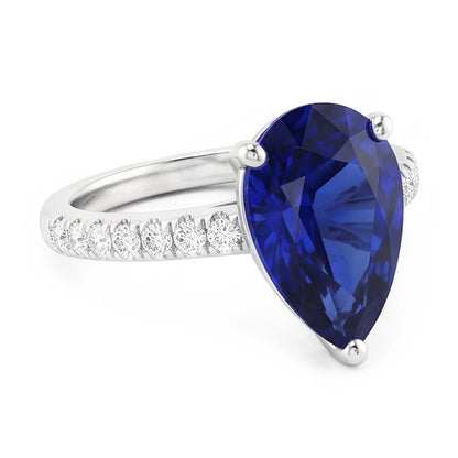 Natural Real ( Not Lab Grown )  Ladies Gemstone Solitaire Ceylon Sapphire Ring With Accents 4 Carats