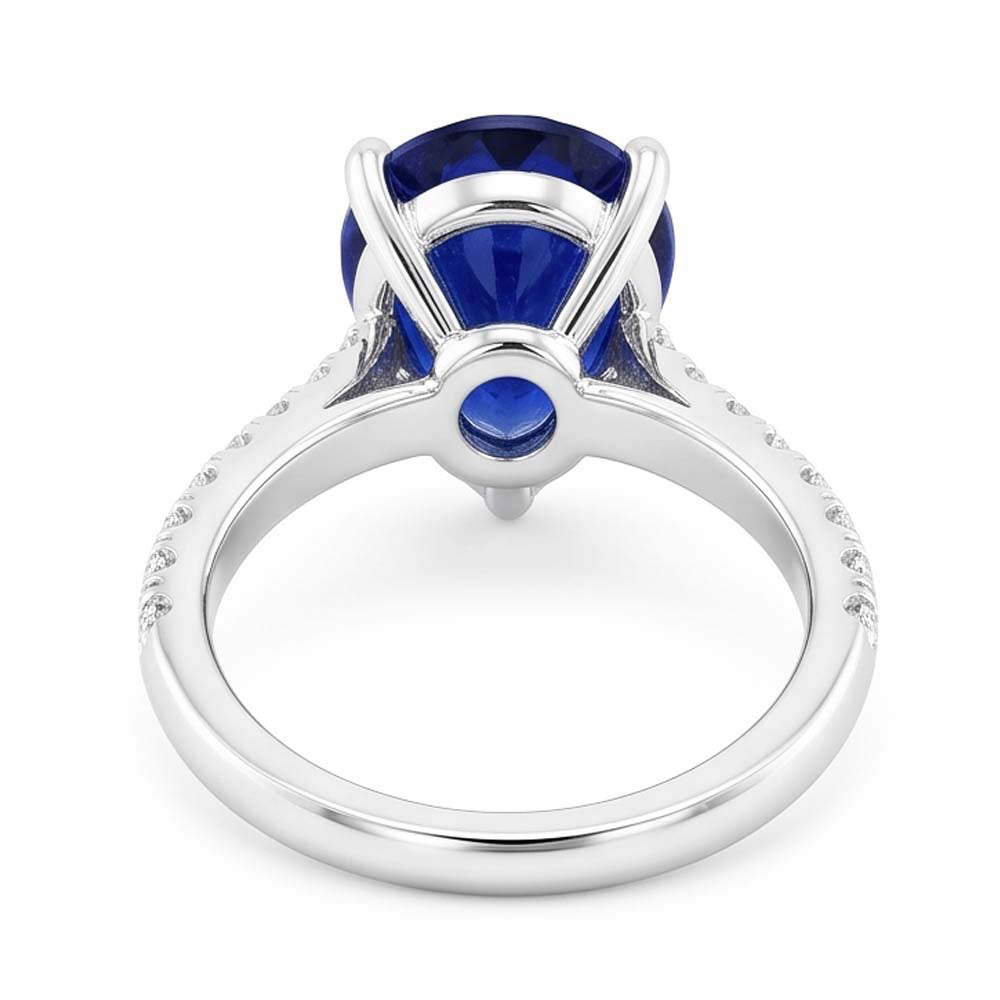 Natural Real ( Not Lab Grown )  Ladies Gemstone Solitaire Ceylon Sapphire Ring With Accents 4 Carats