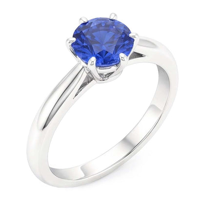 Natural Real ( Not Lab Grown )  Ladies Gold Ring Blue Sapphire Solitaire 1.50 Carats Pinched Shank