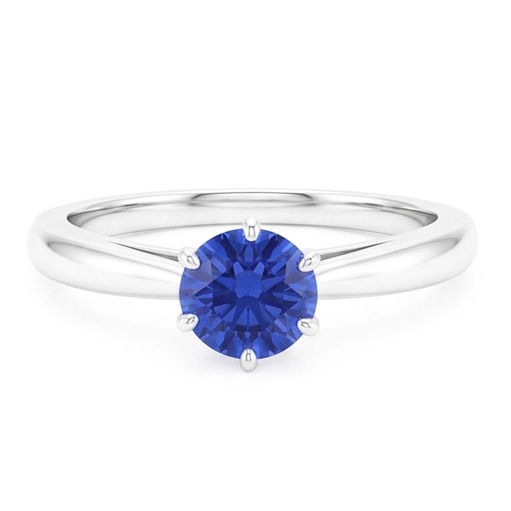 Natural Real ( Not Lab Grown )  Ladies Gold Ring Blue Sapphire Solitaire 1.50 Carats Pinched Shank