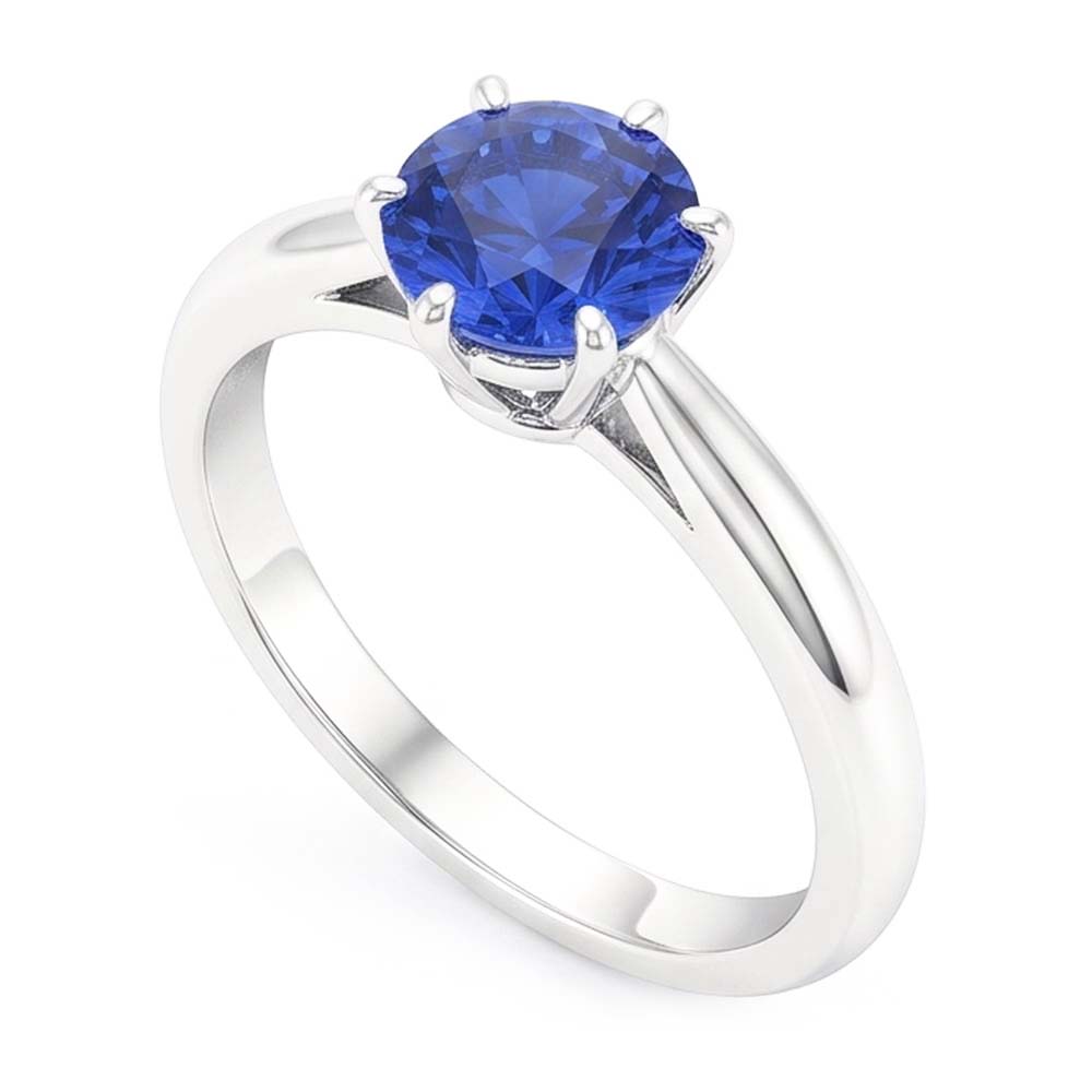 Natural Real ( Not Lab Grown )  Ladies Gold Ring Blue Sapphire Solitaire 1.50 Carats Pinched Shank