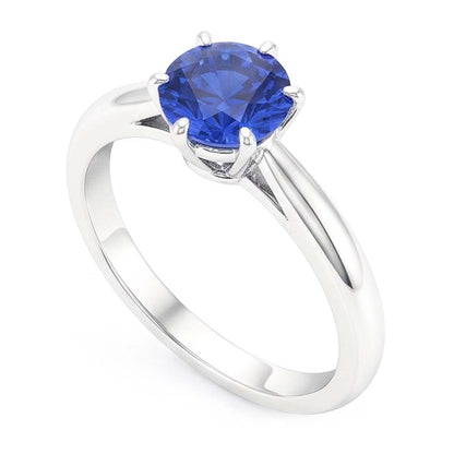 Natural Real ( Not Lab Grown )  Ladies Gold Ring Blue Sapphire Solitaire 1.50 Carats Pinched Shank