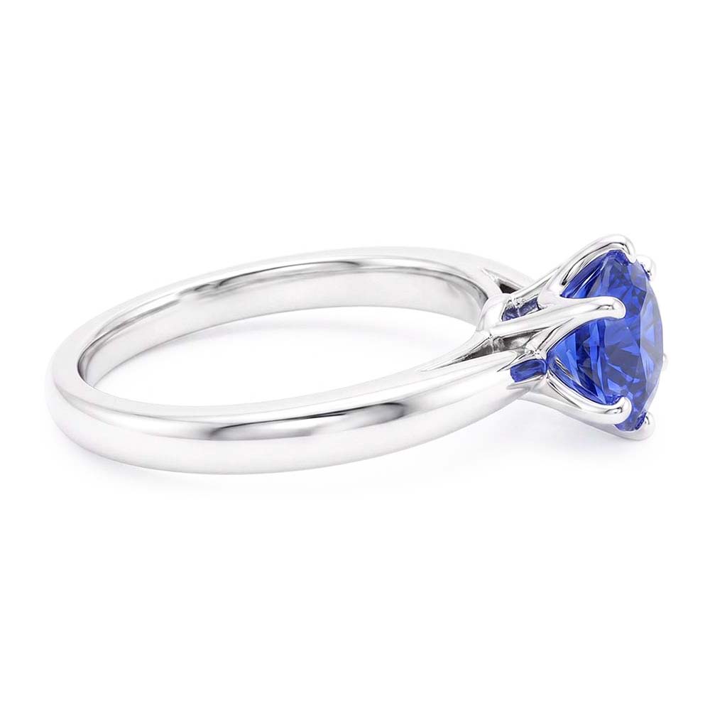 Natural Real ( Not Lab Grown )  Ladies Gold Ring Blue Sapphire Solitaire 1.50 Carats Pinched Shank