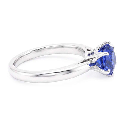 Natural Real ( Not Lab Grown )  Ladies Gold Ring Blue Sapphire Solitaire 1.50 Carats Pinched Shank
