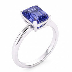 Natural Real ( Not Lab Grown )  Ladies Gold Solitaire Radiant Sri Lankan Sapphire Ring 1.50 Carats