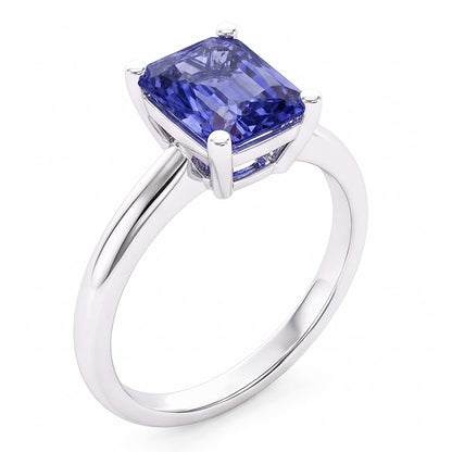 Natural Real ( Not Lab Grown )  Ladies Gold Solitaire Radiant Sri Lankan Sapphire Ring 1.50 Carats