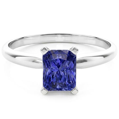 Natural Real ( Not Lab Grown )  Ladies Gold Solitaire Radiant Sri Lankan Sapphire Ring 1.50 Carats