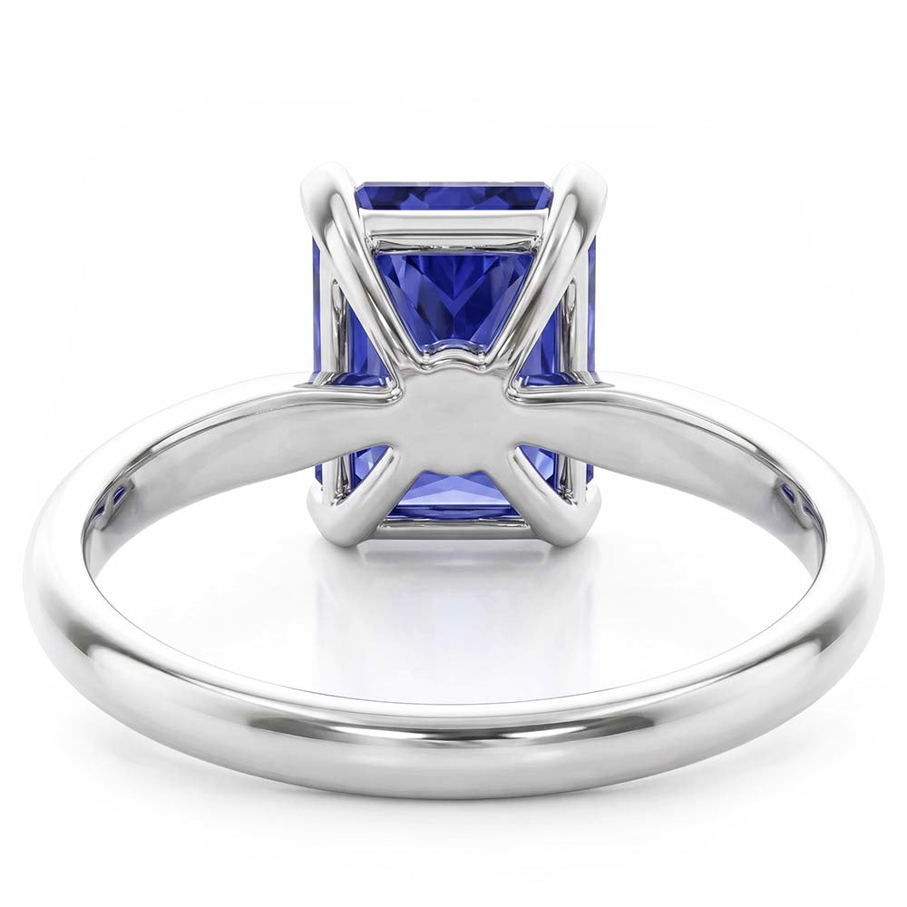 Natural Real ( Not Lab Grown )  Ladies Gold Solitaire Radiant Sri Lankan Sapphire Ring 1.50 Carats