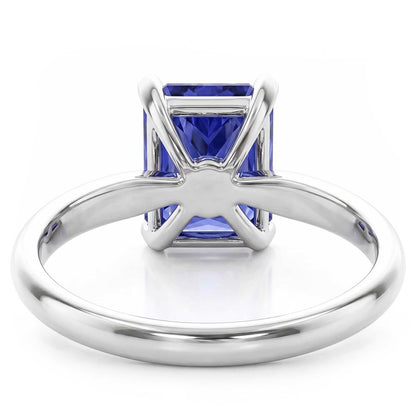 Natural Real ( Not Lab Grown )  Ladies Gold Solitaire Radiant Sri Lankan Sapphire Ring 1.50 Carats