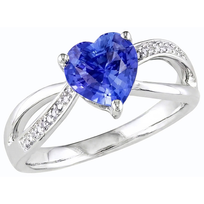 Natural Real ( Not Lab Grown )  Ladies Heart Gemstone Blue Sapphire Ring 3.50 Carats Split Shank Jewelry