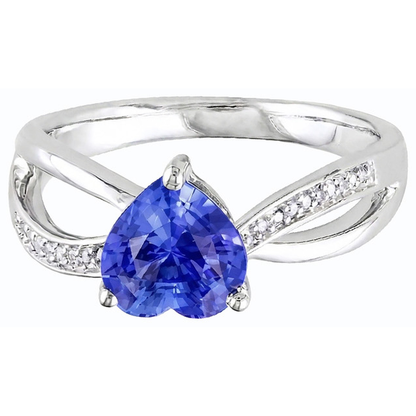 Natural Real ( Not Lab Grown )  Ladies Heart Gemstone Blue Sapphire Ring 3.50 Carats Split Shank Jewelry