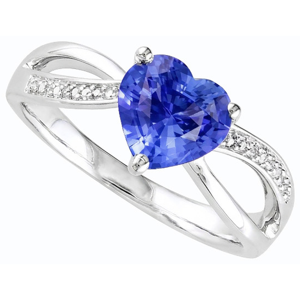 Natural Real ( Not Lab Grown )  Ladies Heart Gemstone Blue Sapphire Ring 3.50 Carats Split Shank Jewelry