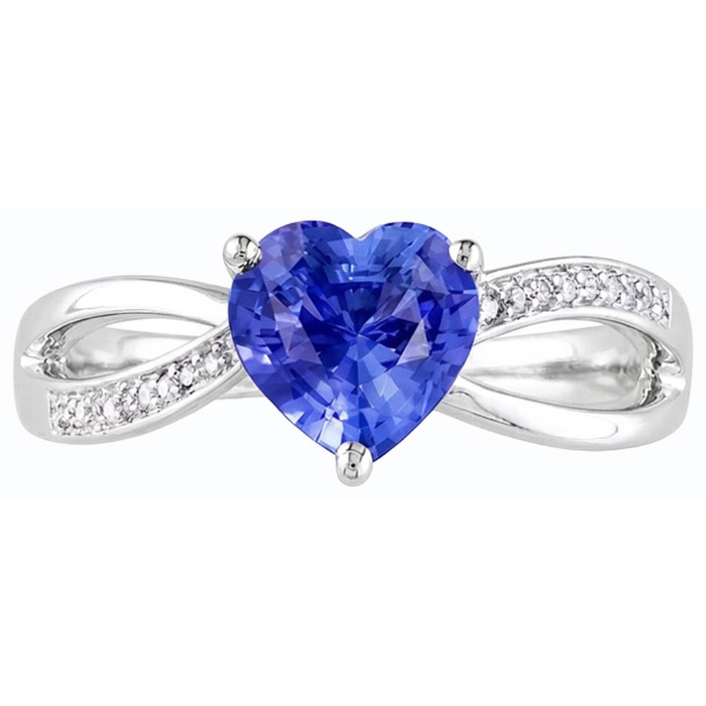 Natural Real ( Not Lab Grown )  Ladies Heart Gemstone Blue Sapphire Ring 3.50 Carats Split Shank Jewelry