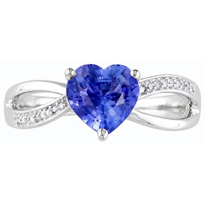 Natural Real ( Not Lab Grown )  Ladies Heart Gemstone Blue Sapphire Ring 3.50 Carats Split Shank Jewelry