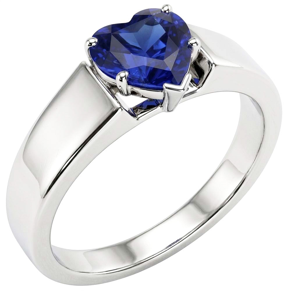 Natural Real ( Not Lab Grown )  Ladies Jewelry Solitaire Ring Heart Cut Sri Lankan Sapphire 2 Carats