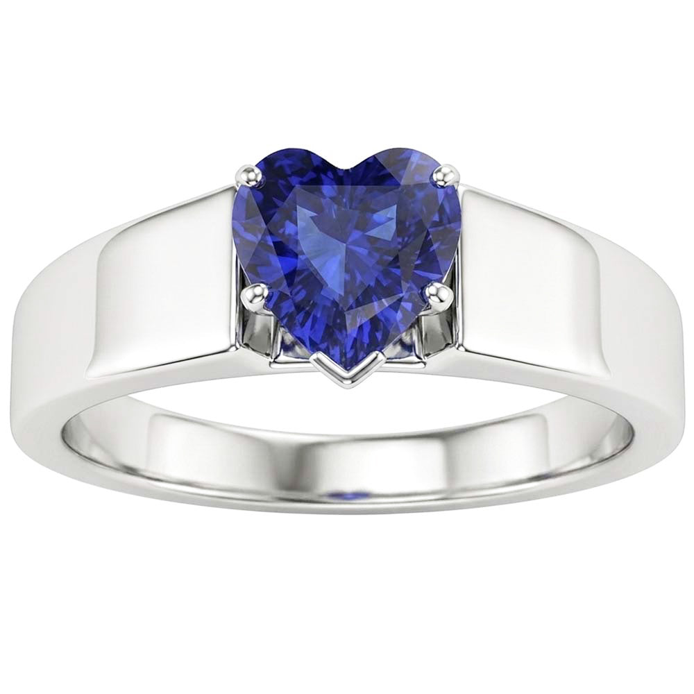 Natural Real ( Not Lab Grown )  Ladies Jewelry Solitaire Ring Heart Cut Sri Lankan Sapphire 2 Carats