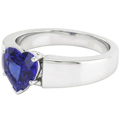 Natural Real ( Not Lab Grown )  Ladies Jewelry Solitaire Ring Heart Cut Sri Lankan Sapphire 2 Carats