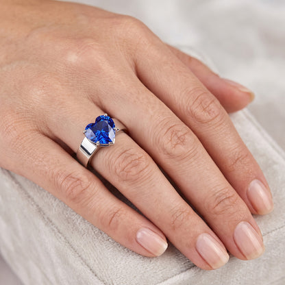Natural Real ( Not Lab Grown )  Ladies Jewelry Solitaire Ring Heart Cut Sri Lankan Sapphire 2 Carats