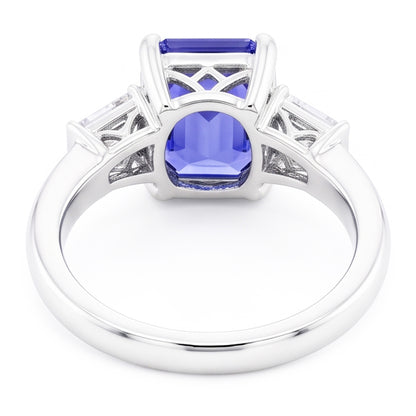 Natural Real ( Not Lab Grown )  Ladies Jewelry Three Stone Emerald Blue Sapphire Ring 2.50 Carats