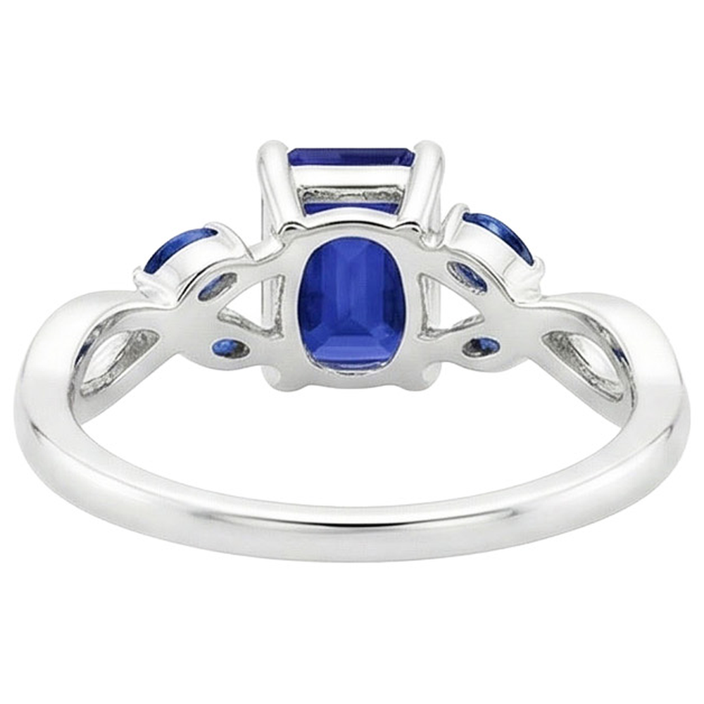 Natural Real ( Not Lab Grown )  Ladies Solitaire Blue Sapphire Ring With Marquise Accents 3.50 Carats