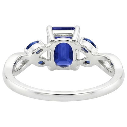 Natural Real ( Not Lab Grown )  Ladies Solitaire Blue Sapphire Ring With Marquise Accents 3.50 Carats