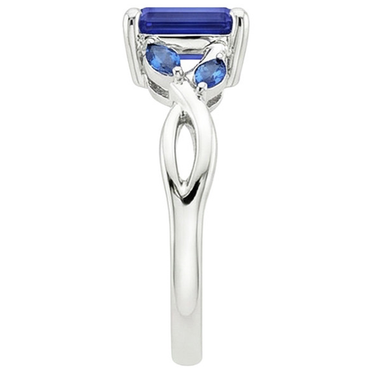 Natural Real ( Not Lab Grown )  Ladies Solitaire Blue Sapphire Ring With Marquise Accents 3.50 Carats