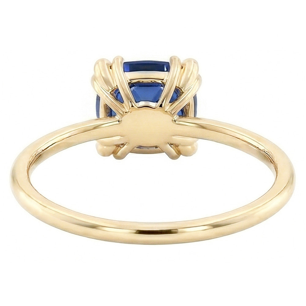 Natural Real ( Not Lab Grown )  Ladies Solitaire Cushion Blue Sapphire Ring 2.50 Carats Triple Prongs
