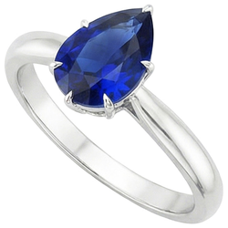 Natural Real ( Not Lab Grown )  Ladies Solitaire Gemstone Ring Pear Ceylon Sapphire 4 Carats