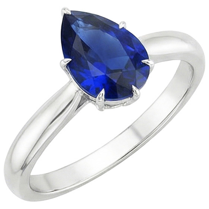 Natural Real ( Not Lab Grown )  Ladies Solitaire Gemstone Ring Pear Ceylon Sapphire 4 Carats